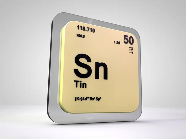 Tin - sn - chemisches Element Periodensystem 3d render — Stockfoto