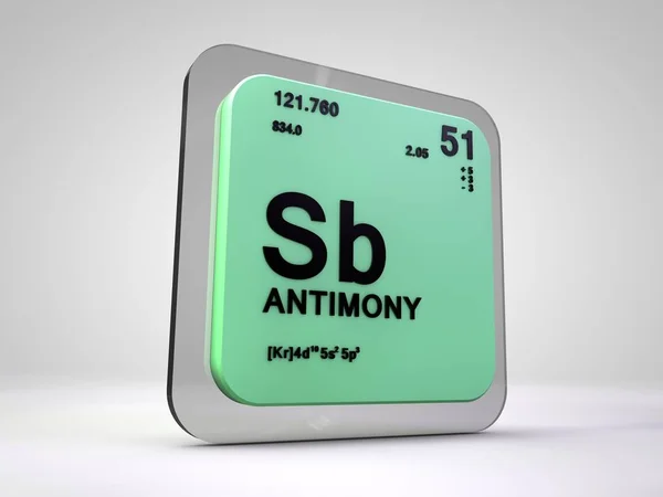 Antimônio - Sb - elemento químico tabela periódica 3d render — Fotografia de Stock