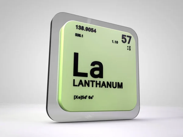 Lantânio - La - elemento químico tabela periódica 3d render — Fotografia de Stock