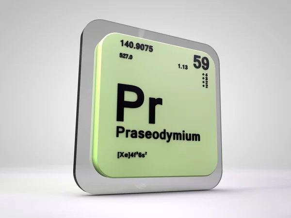 Proseodymium-公关-化学元素周期表 3d 渲染 — 图库照片