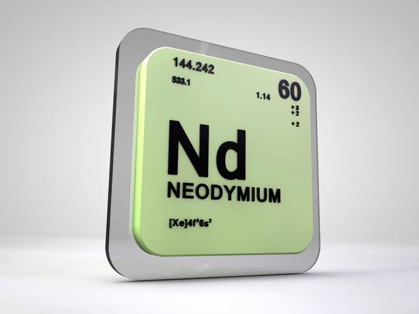 Neodym - nd - chemisches Element Periodensystem 3d render — Stockfoto