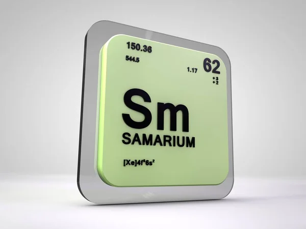사마륨-Sm-화학 원소 주기율표 3d 렌더링 — 스톡 사진
