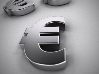  metal euro simgesi beyaz izole 3d render