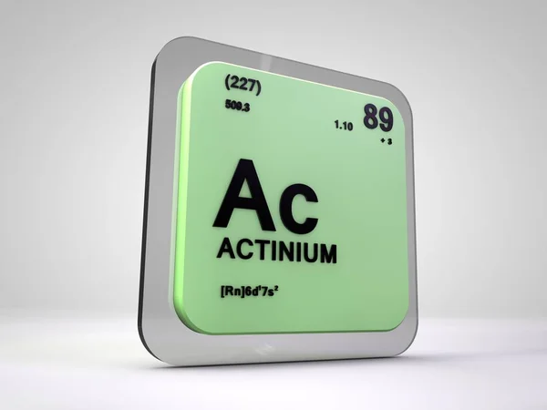 Acinium - Ac - хімічний елемент періодичної таблиці 3d рендеринга — стокове фото