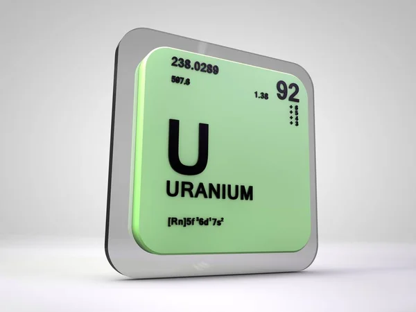 Urânio - U - elemento químico tabela periódica 3d render — Fotografia de Stock