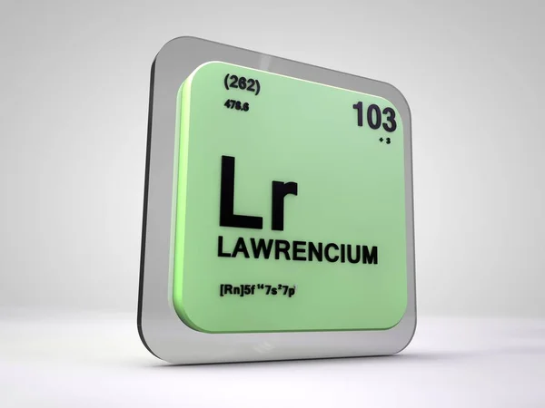 로렌슘-Lr-화학 원소 주기율표 3d 그림 — 스톡 사진