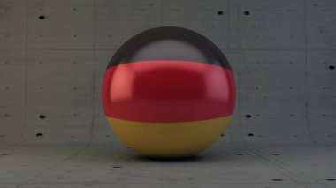 Alman bayrağı simgesi beton Oda 3d render izole küre