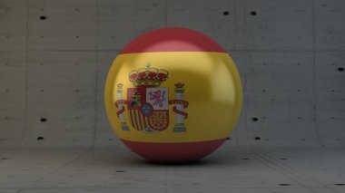 Beton Oda 3d render izole İspanya bayrak küre simgesi