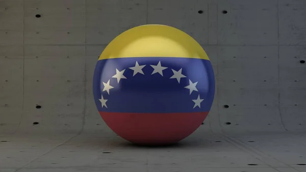 Venezuela flag sphere icon isolated in concrete room 3d render — Stock Photo, Image