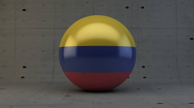 Beton Oda 3d render izole Kolombiya bayrak küre simgesi