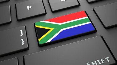 Güney Afrika bayrak klavye düğme 3d render girin