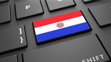Paraguay bayrak klavye düğme 3d render girin