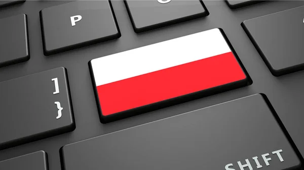 Poland flag keyboard enter button 3d render