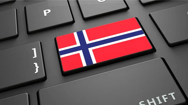 Norway flag keyboard enter button 3d render — Stock Photo, Image