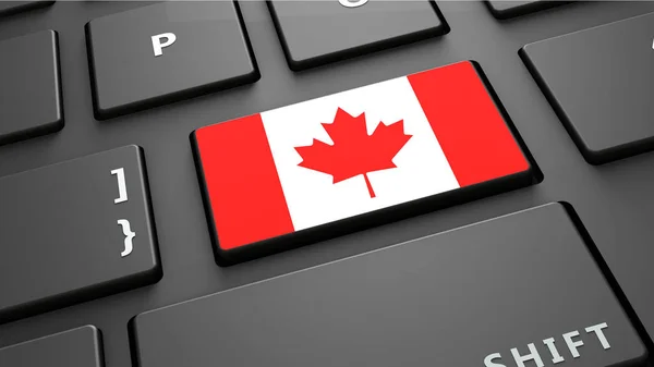 Kanada bayrağı klavye düğme 3d render girin