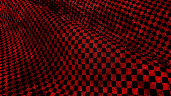 Drapeau de course à damier rouge et noir rendu 3d — Photo