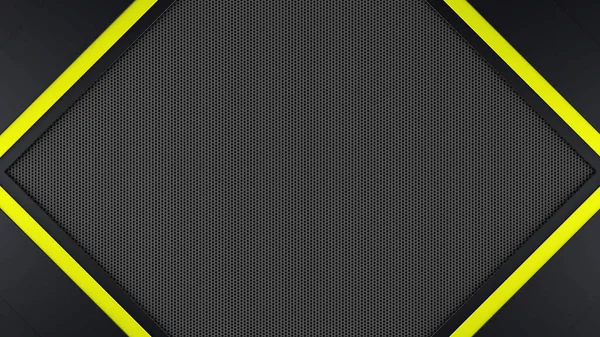 black and yellow metal frame background 3d render