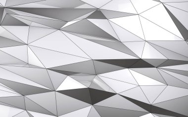 düşük Poli soyut beyaz metal arka plan 3d render