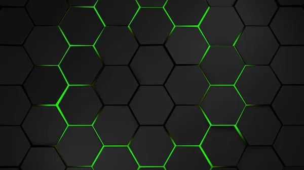 Grey and green hexagons modern background illustration — Stock Photo, Image