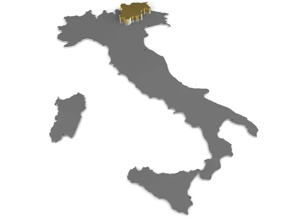 Itálie 3d kovové mapy, 3d vykreslení oblasti označené whith trentino — Stock fotografie