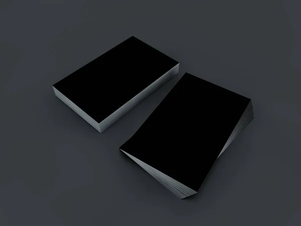 Black blank business cards. mokup for branding. 3d render — Stock Photo, Image