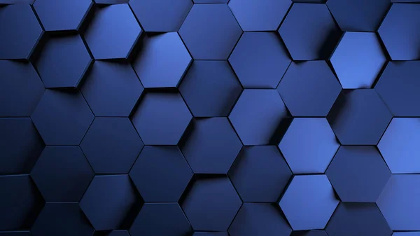 Azul metal futurista hexágonos background.3d renderizar ilustração — Fotografia de Stock