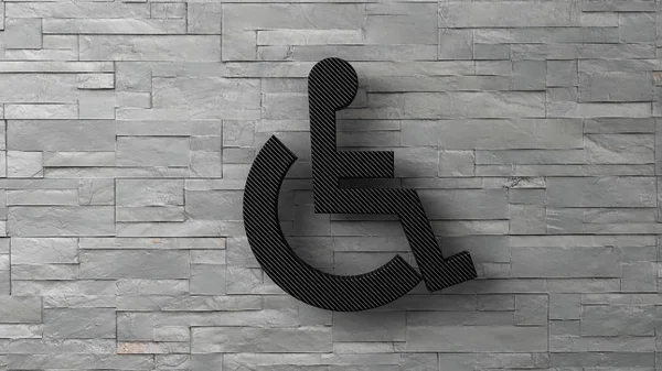 3d toilet disable  sign on white brick wall. 3d render — Stock Photo, Image