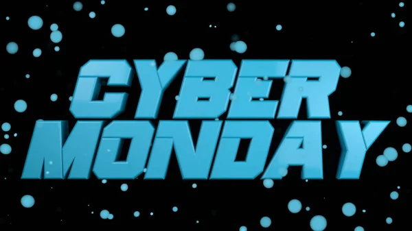 Cyber segunda-feira brilhante texto em backgound preto, renderização 3d . — Fotografia de Stock