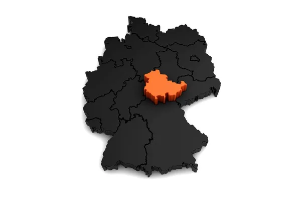 Renderowania czarny mapę Niemiec, z teatrów, wyróżniony w orange.3d — Zdjęcie stockowe
