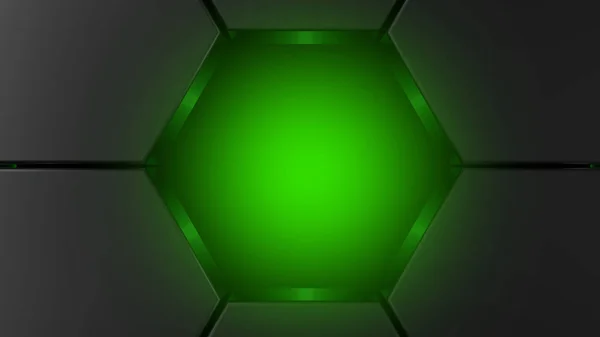 Металлический шестиугольник задний туннель отверстие с зеленым. 3D рендеринг — стоковое фото