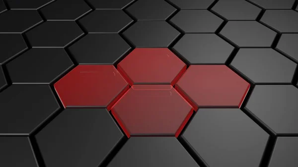 Black Red Hexagon Background Render — Stock Photo, Image