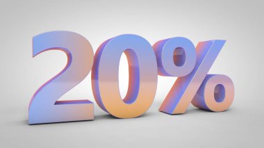 Beyaz arka plan üzerinde 3d render izole % 20 degrade metin.