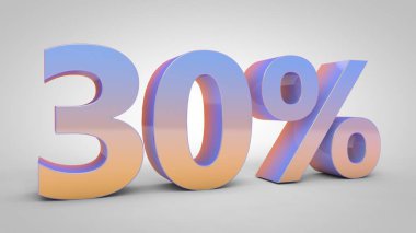 Beyaz arka plan üzerinde 3d render izole % 30 degrade metin.