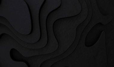 Soyut siyah 3d topoğrafya haritası arkaplanı, 3d resimleme