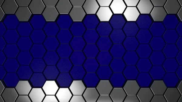 Blue Metal Hexagons Background Render — Stock Photo, Image