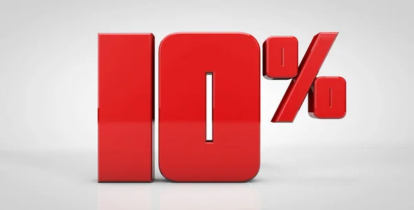 % 10 kırmızı metin beyaz arkaplanda izole edildi, 3d resimleme
