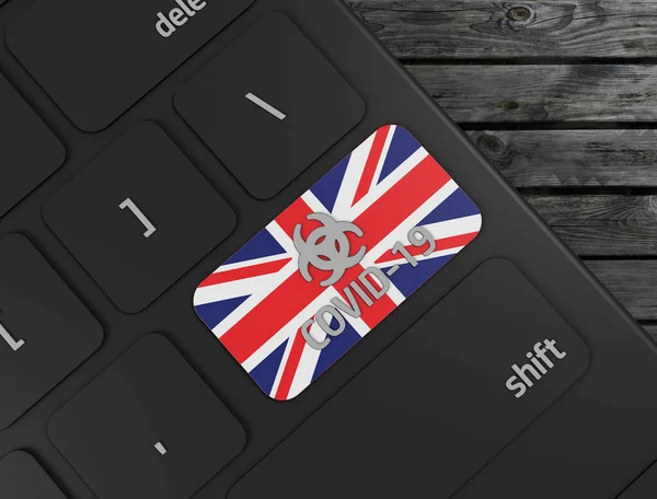 Covid Keyboard Key Flag 3Dレンダリングイラスト — ストック写真