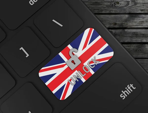Covid Unlock Keyboard Key Flag Render Illustration — 스톡 사진