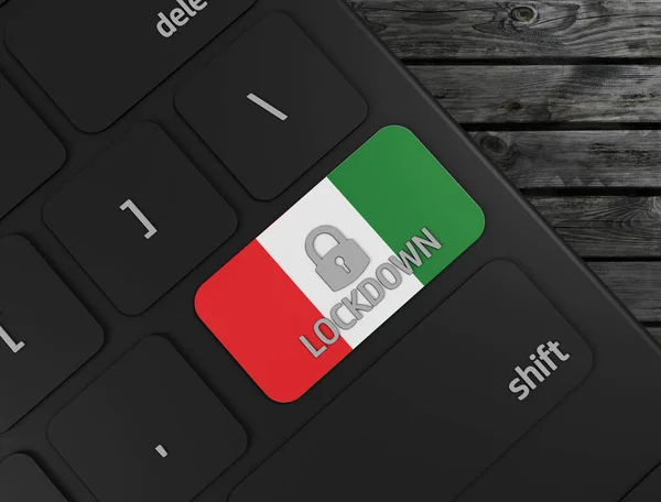 Covid 19 Kilitlenme Klavyesi Anahtar İtalyan bayrağı, 3D çizim