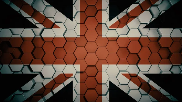 イギリスの旗の抽象的な背景 六角形の3Dレンダリングイラスト — ストック写真