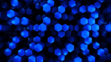 mavi parlak altıgen modern arkaplan, 3D resimleme