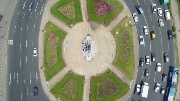 Santiago Chile Şehrindeki Plaza Baquedano Nun Merkezinin Hava Görüntüsü Normal — Stok video