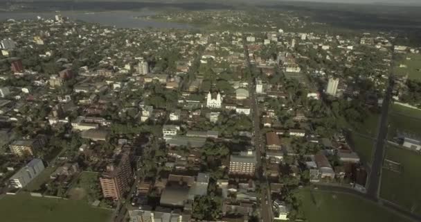 Vista Aérea Centro Cidade Oriental Localizada Paraguai — Vídeo de Stock