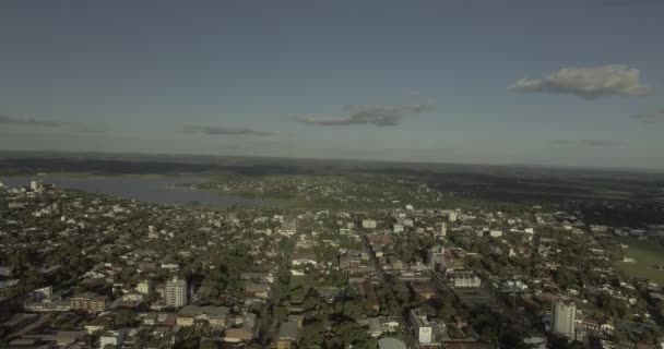 Vista Aérea Del Centro Ciudad Oriental Ubicada Paraguay — Vídeo de stock