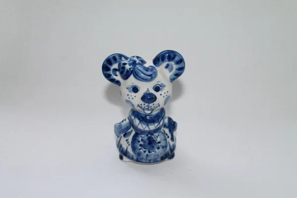 Porcelain Figurine Rat Gzhel — Stock Fotó