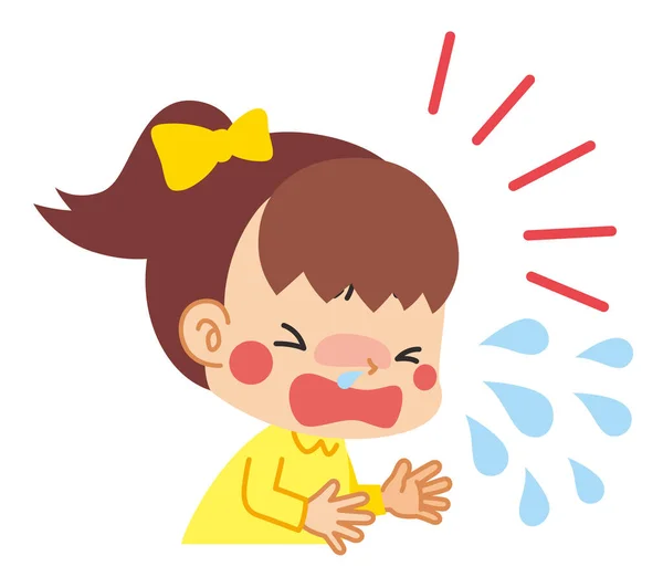 Illustration Little Child Sneezing — Stock Vector