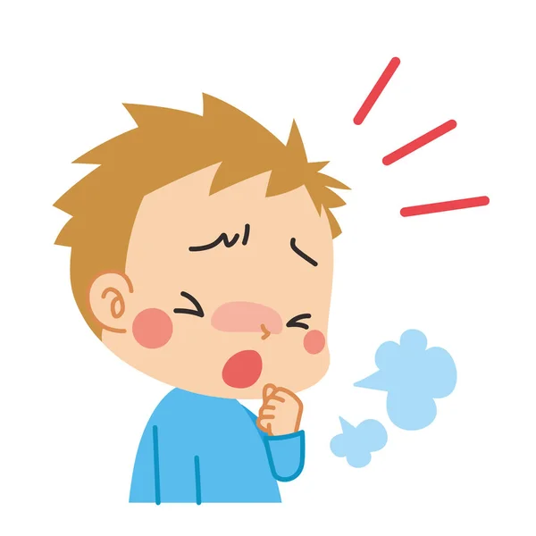 Illustration Little Child Coughing — Stock Vector