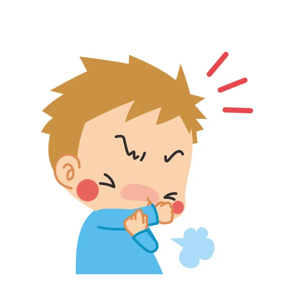 Illustration Little Child Coughing — Stock Vector