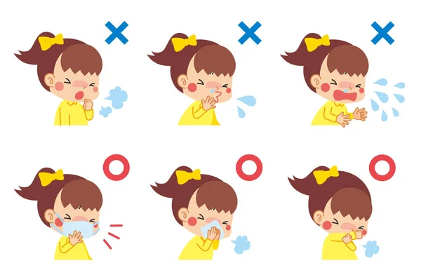 Illustration Child Suffering Cold Symptoms Child Who Keeps Manners Coughing — Stock Vector