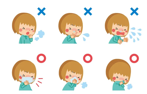 Illustration Child Suffering Cold Symptoms Child Who Keeps Manners Coughing — Stock Vector
